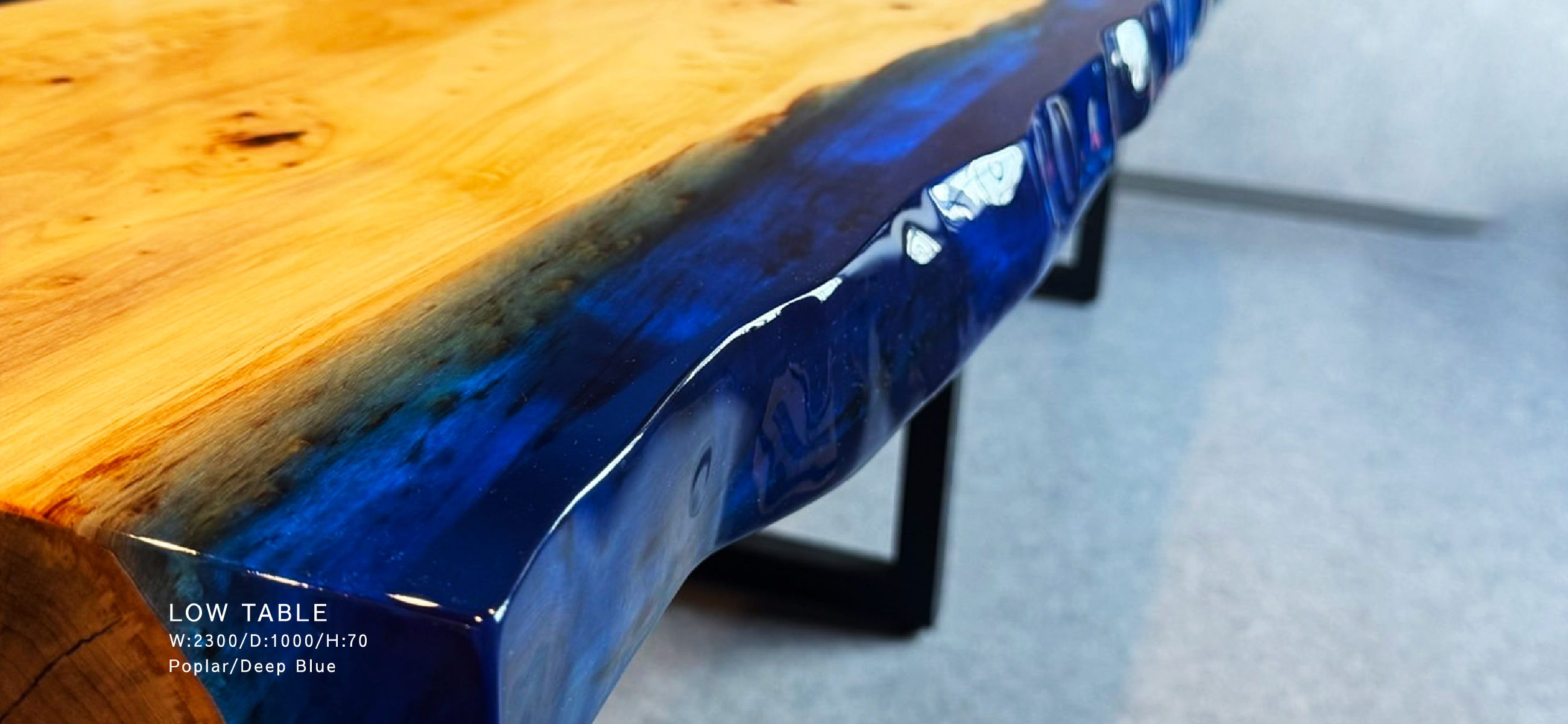 LOW TABLE　W:2300/D:1000/H:70　Poplar/Deep Blue
